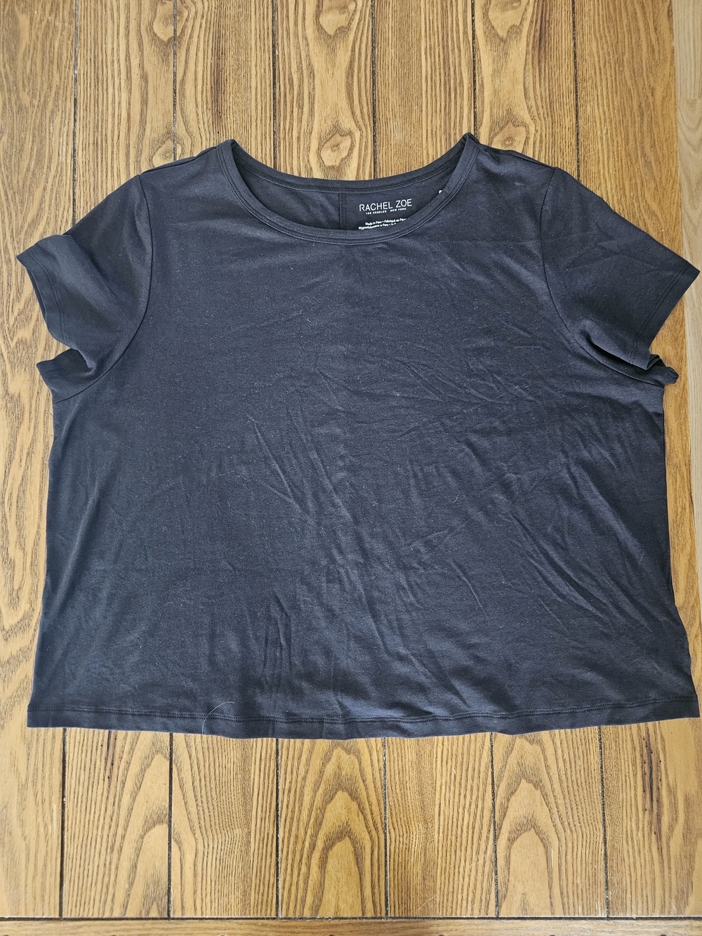 Rachel Zoe Black Short Sleeve Crew Tee, Size 2X